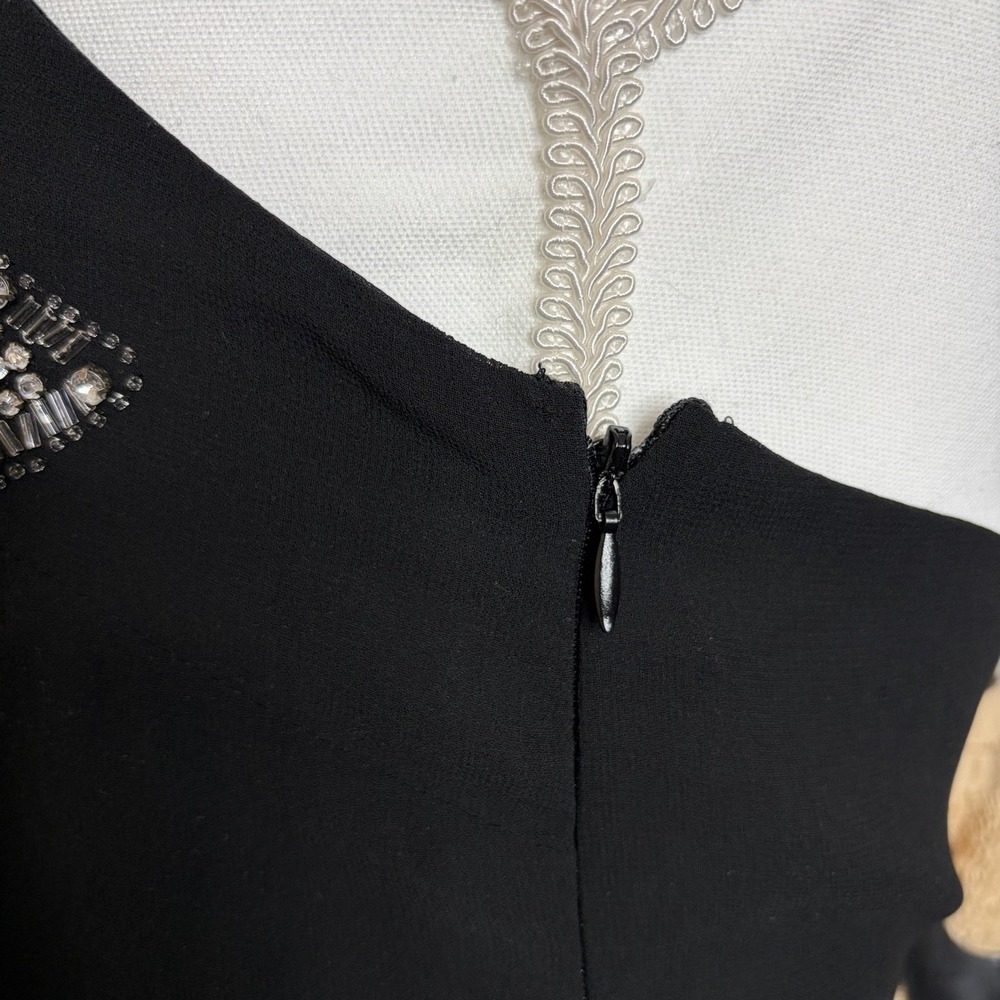 Forever 21 Black Silver Beaded Sequin Mini Dress L Blouson Goth Party Dress - Picture 7 of 9